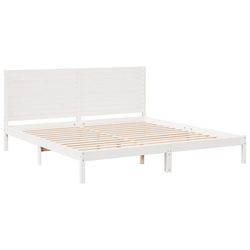 Dugi okvir kreveta bez madraca bijeli 200 x 220 cm masivno drvo