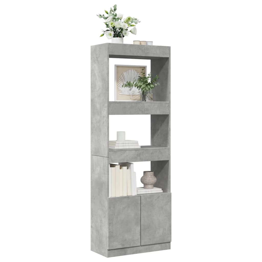 Visoka komoda siva boja betona 63x33x180 cm konstruirano drvo