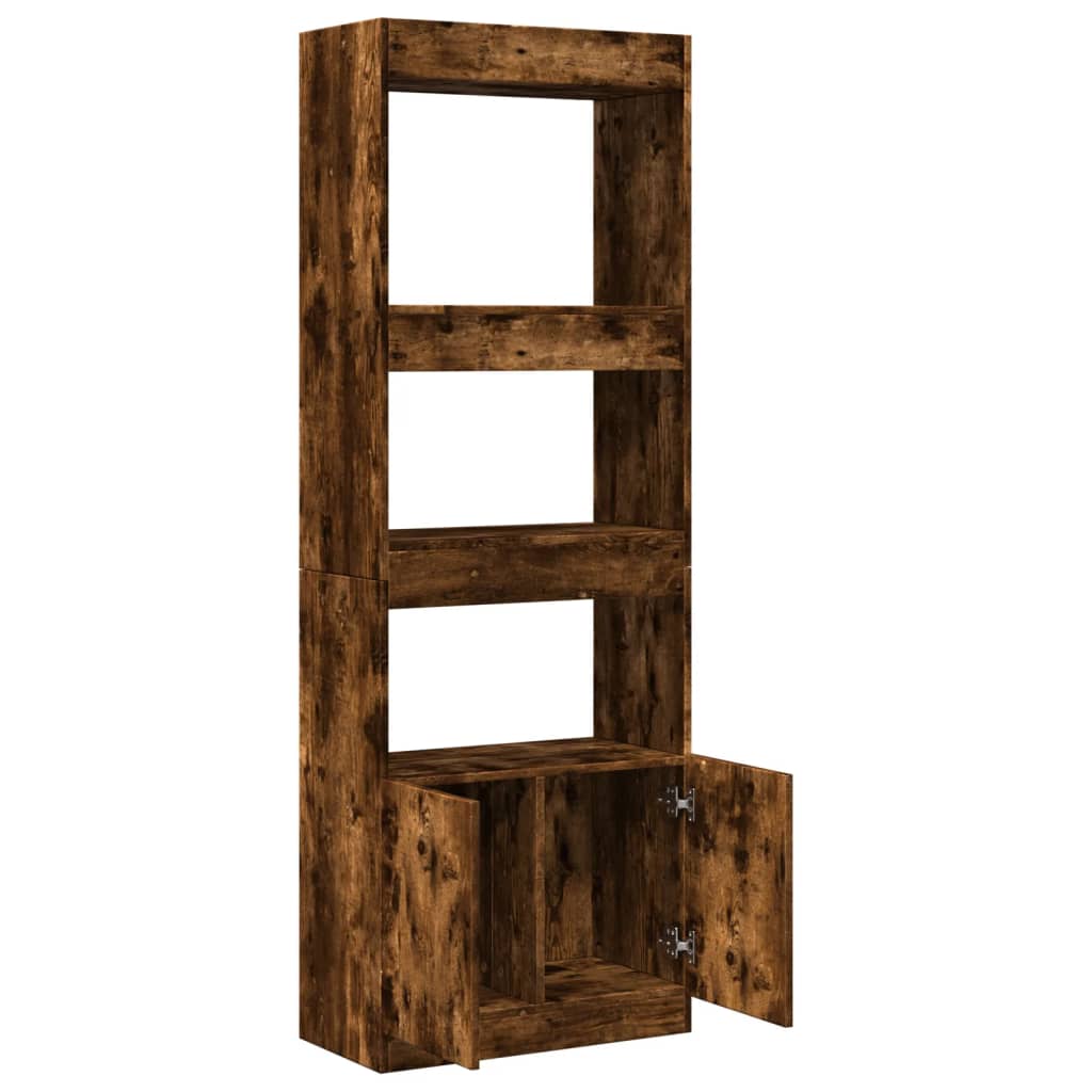 Visoka komoda Smoked Oak 63x33x180 cm od konstruiranog drva