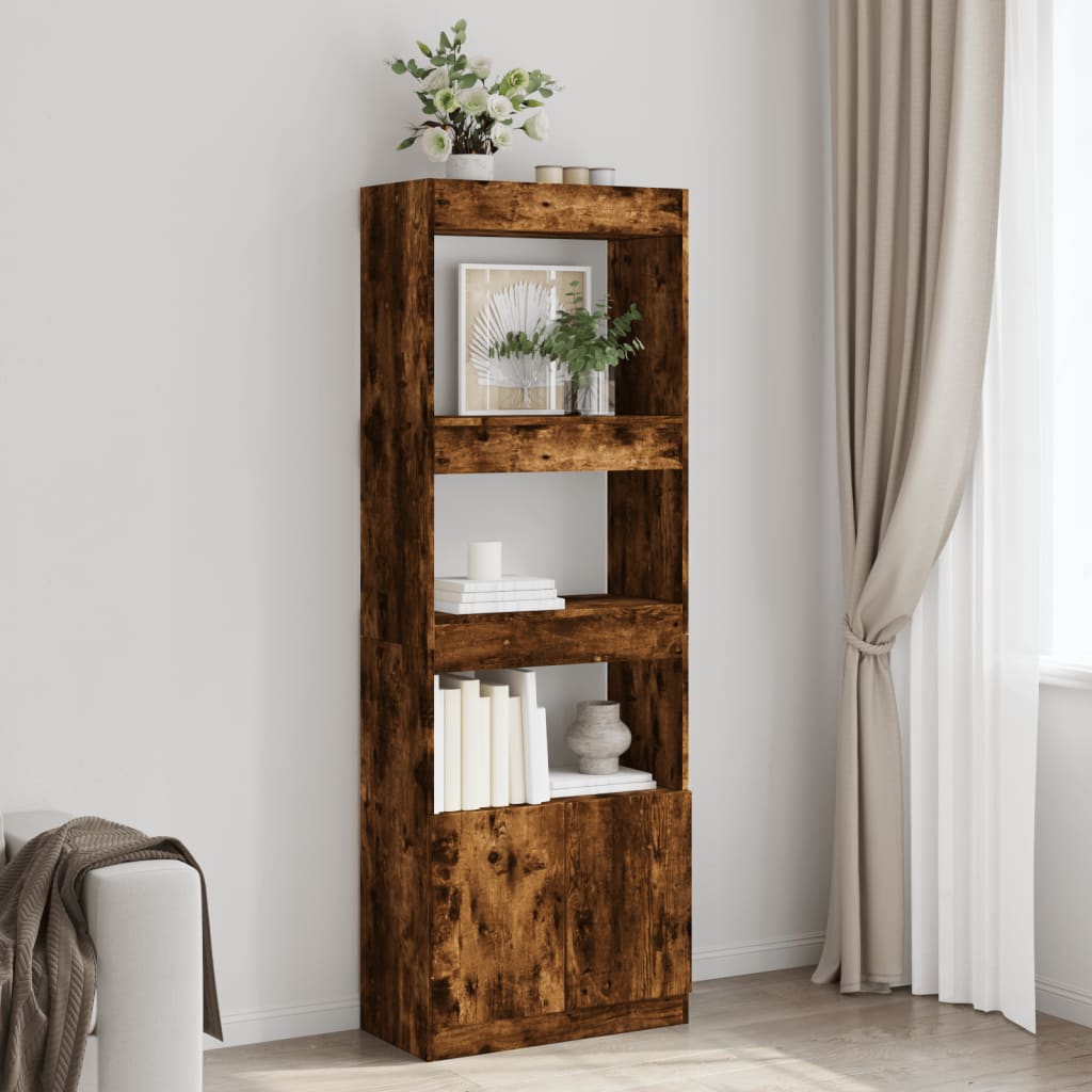 Visoka komoda Smoked Oak 63x33x180 cm od konstruiranog drva