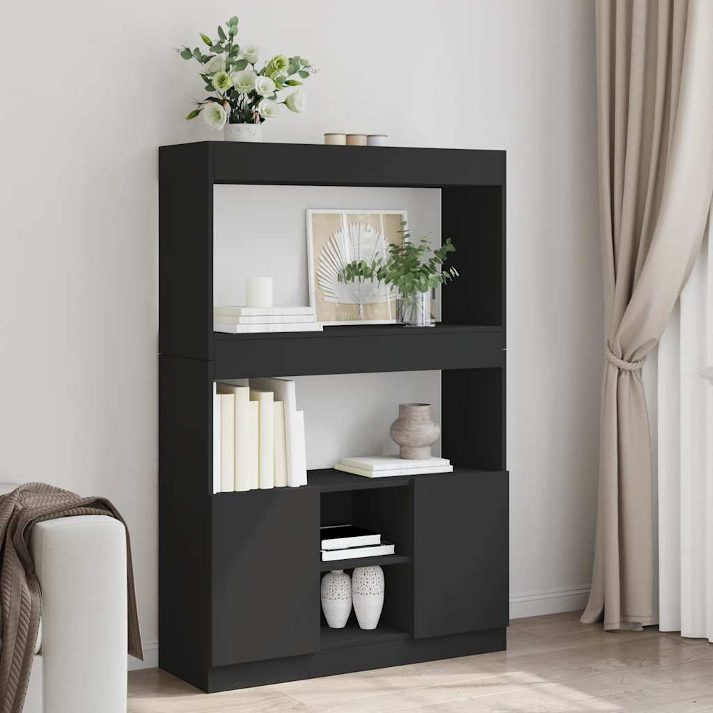 Visoka komoda crna 92 x 33 x 140 cm od konstruiranog drva