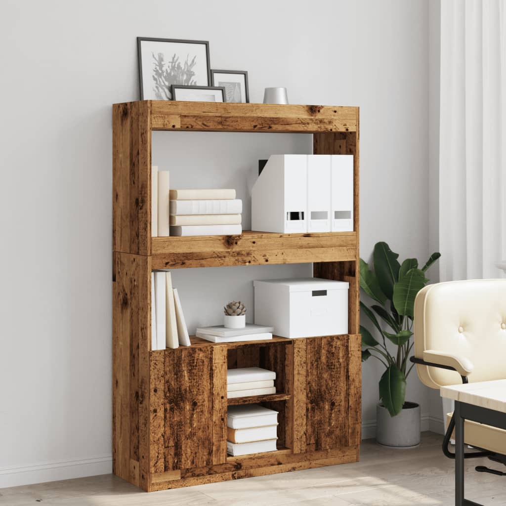 Visoka komoda boja staro drvo 92x33x140 cm konstruirano drvo