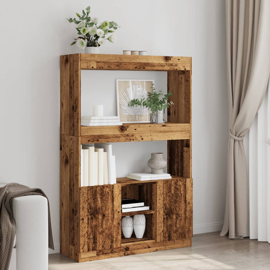 Visoka komoda boja staro drvo 92x33x140 cm konstruirano drvo