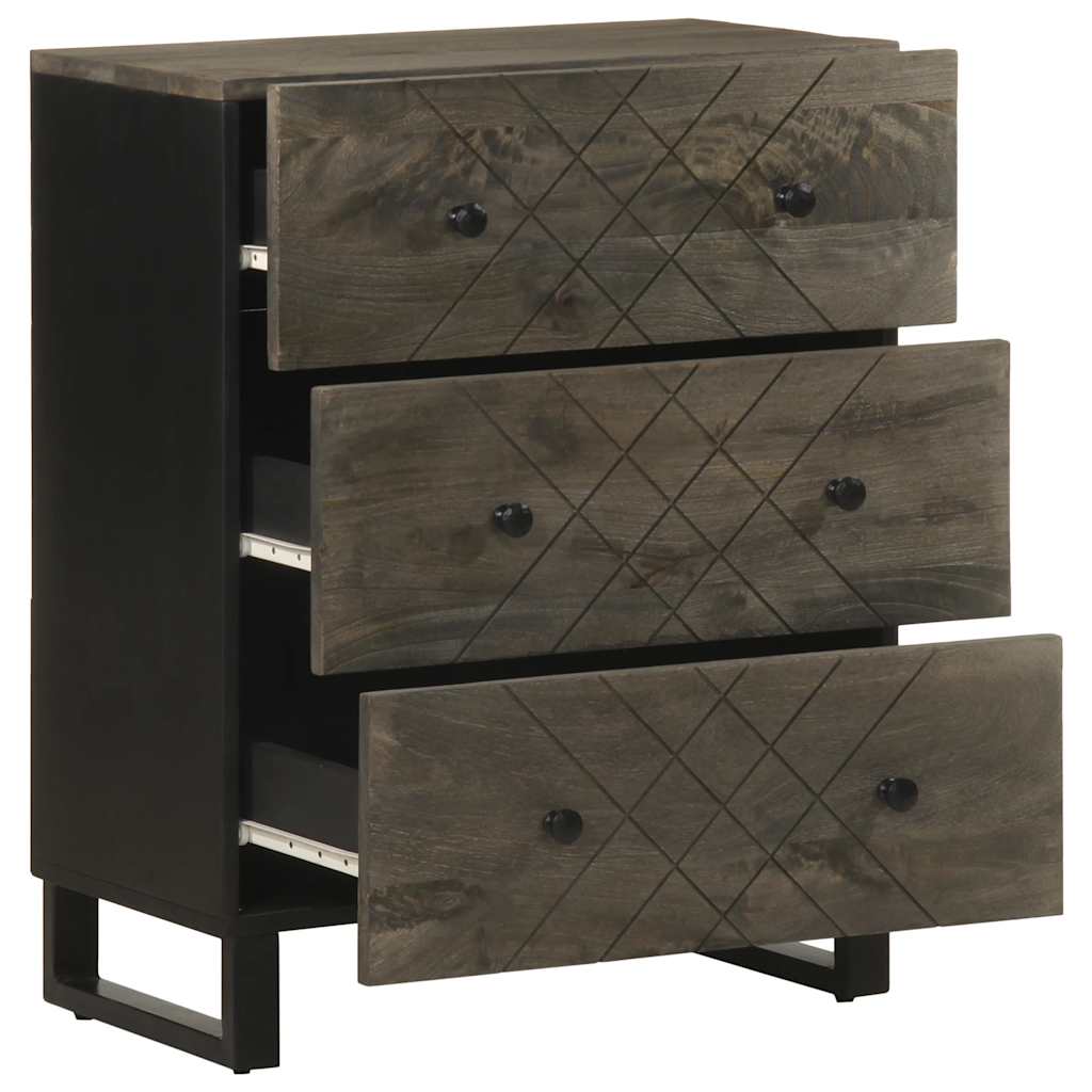 Komoda 2 kom crna 60x33x75 cm Puno drvo Mango
