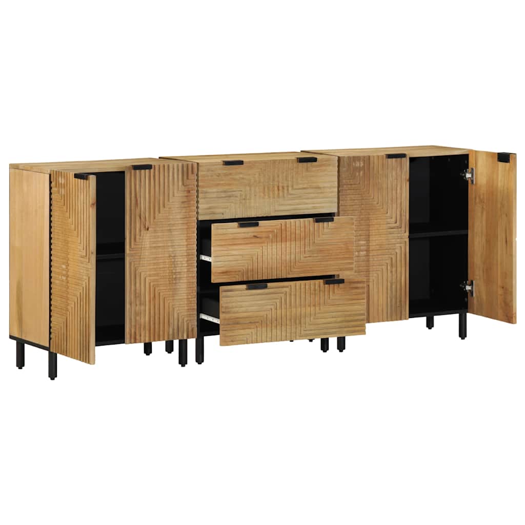 Komoda od 3 komada smeđa 60x33x75 cm Puno drvo Mango