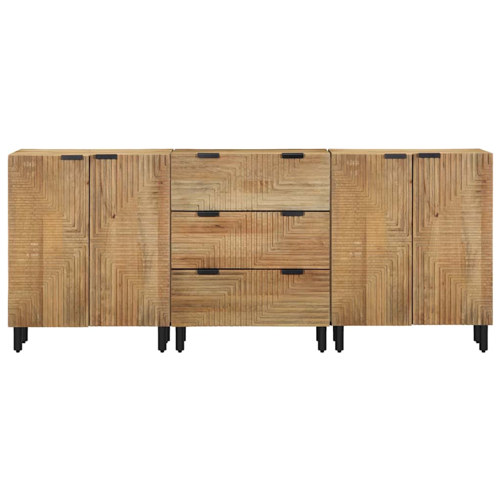 Komoda od 3 komada smeđa 60x33x75 cm Puno drvo Mango