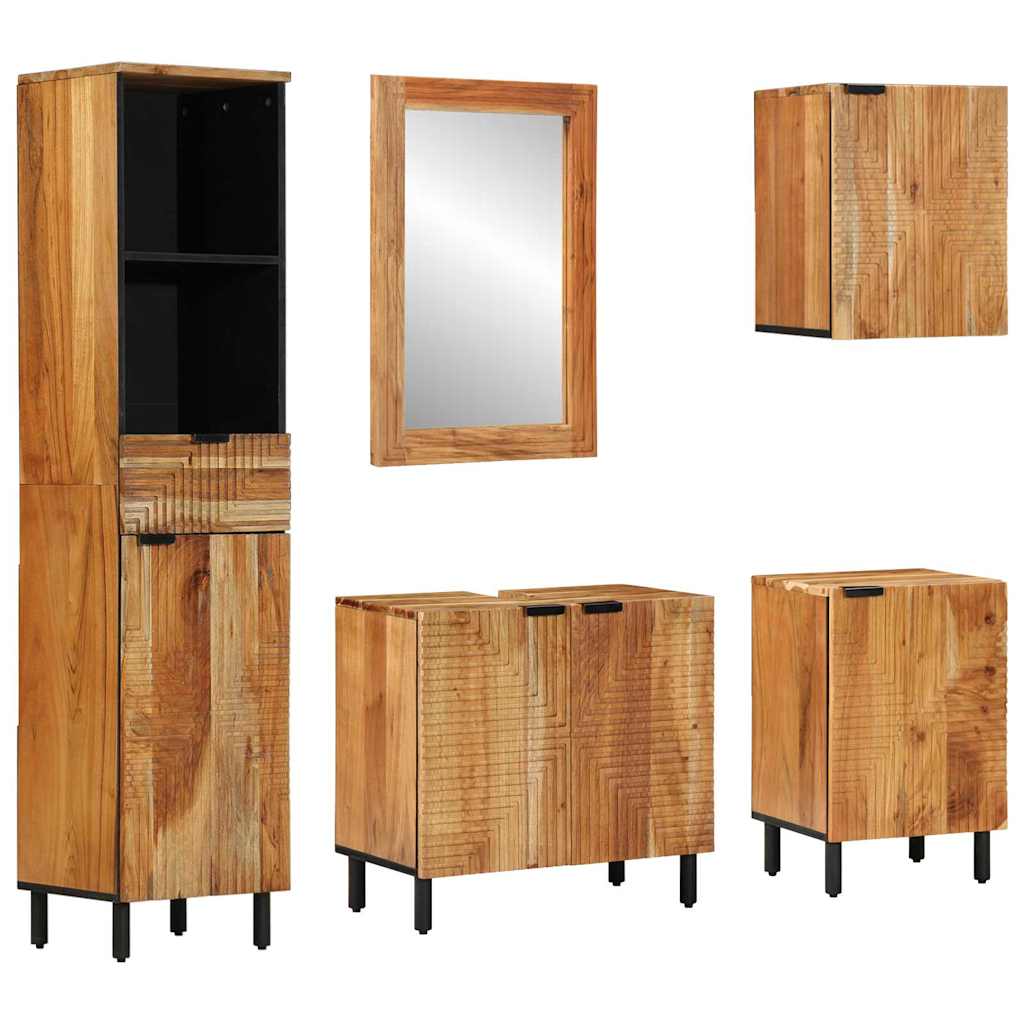 Set ormarića za kupaonicu 5 kom. Prirodna 38 x 33 x 160 cm