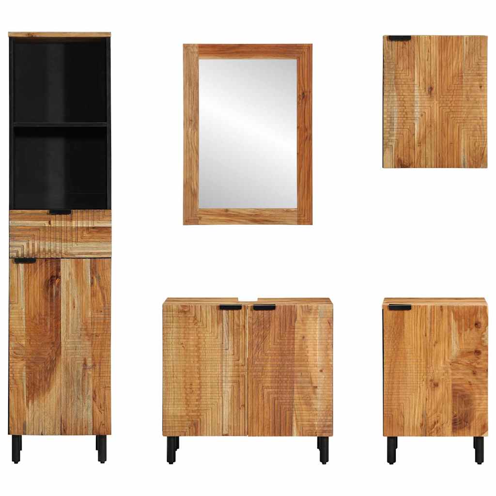 Set ormarića za kupaonicu 5 kom. Prirodna 38 x 33 x 160 cm