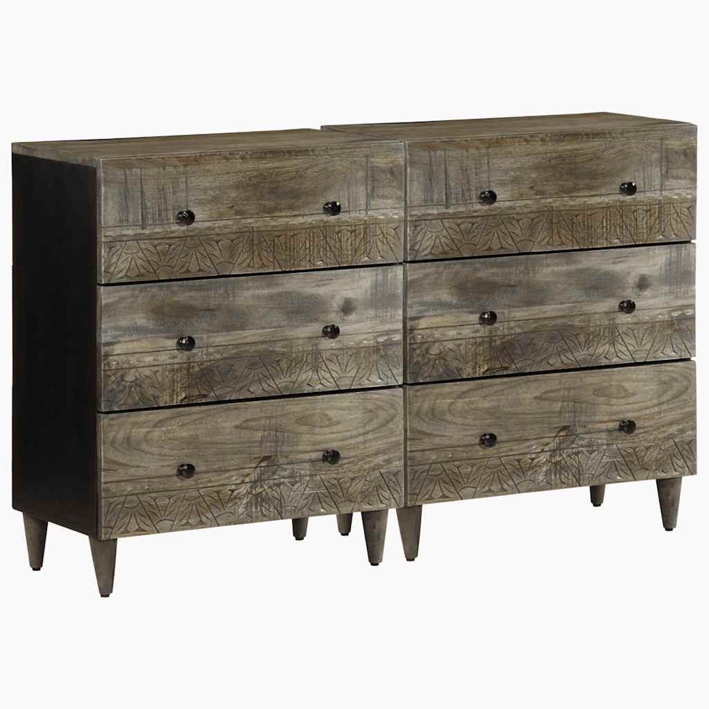 Komoda 2 kom svijetlosiva 60x33,5x75 cm Puno drvo Mango