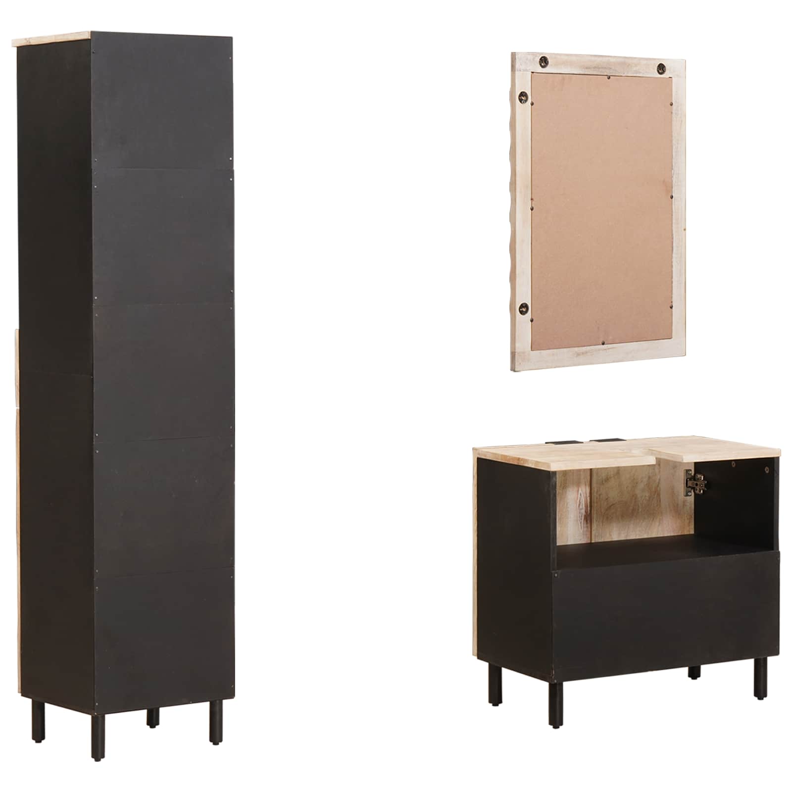 Setovi za kupaonicu 3 pcs Finš bijelog pranja Čvrsto drvo manga