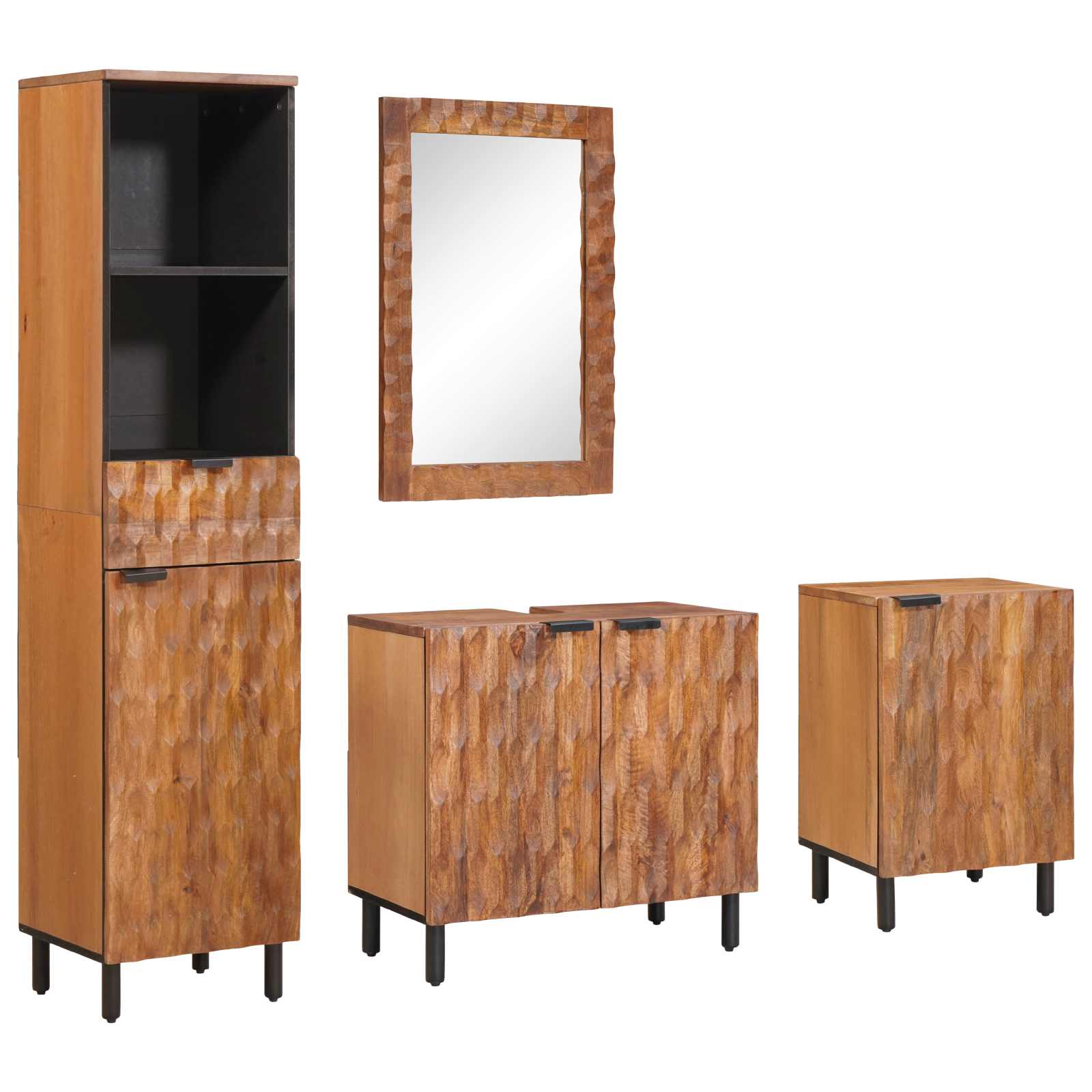 Setovi za kupaonicu 4 pcs Acacia smeđi finiš Čvrsto drvo manga