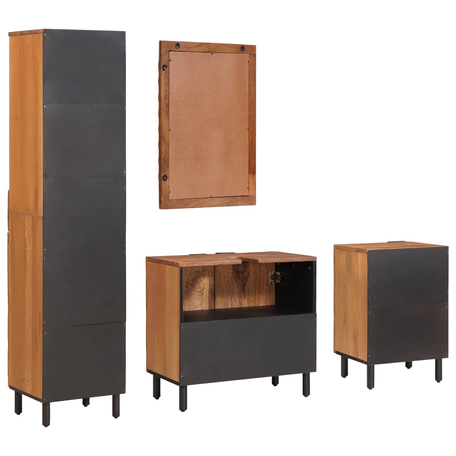 Setovi za kupaonicu 4 pcs Acacia smeđi finiš Čvrsto drvo manga