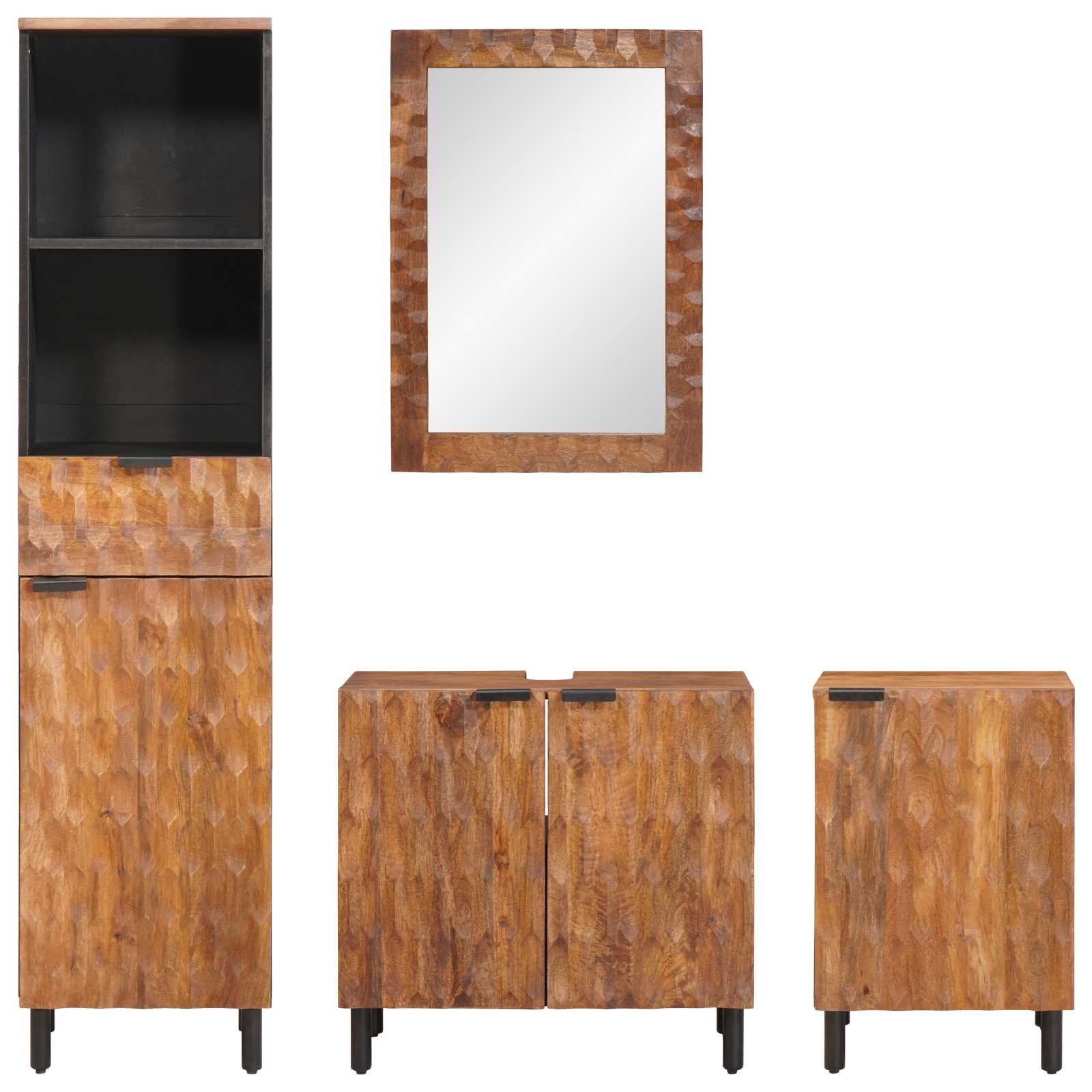 Setovi za kupaonicu 4 pcs Acacia smeđi finiš Čvrsto drvo manga