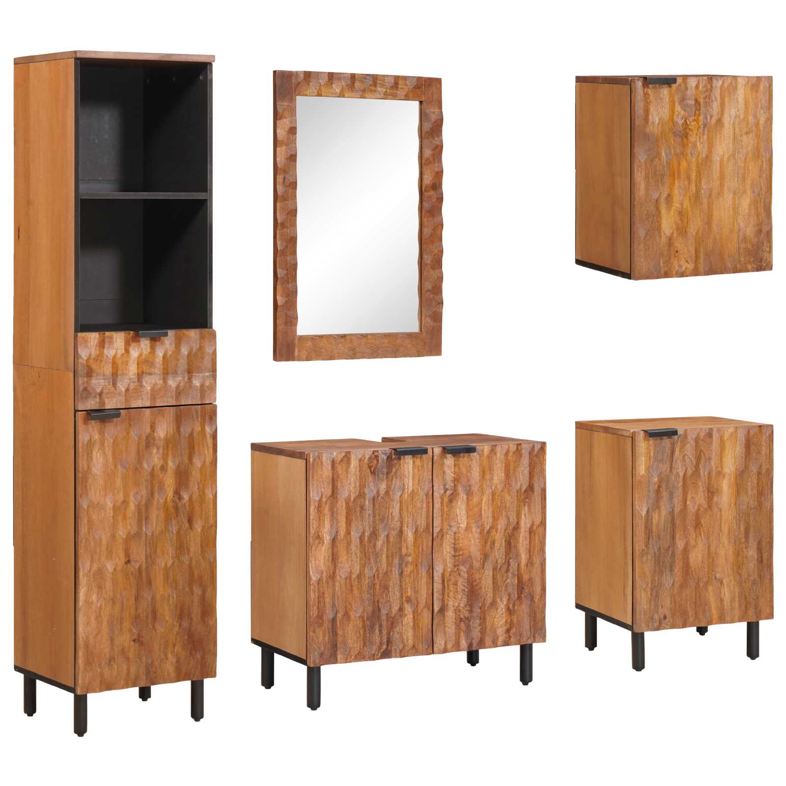 Setovi za kupaonicu 5 pcs Acacia smeđi finiš Čvrsto drvo manga
