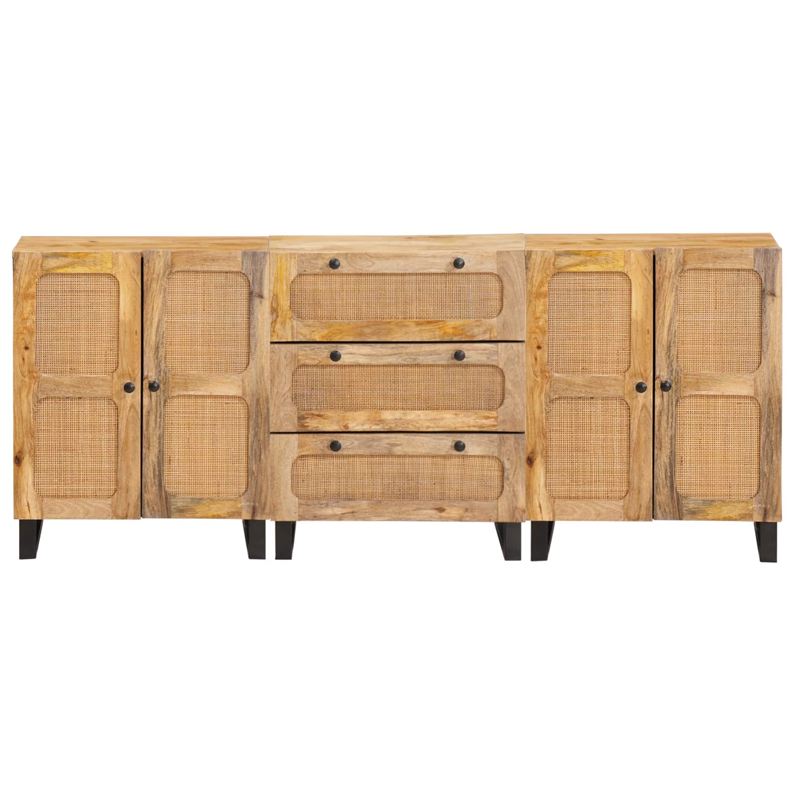 Kreveta 3 pcs Smeđa 180 x 33 x 75 cm Čvrsto drvo manga