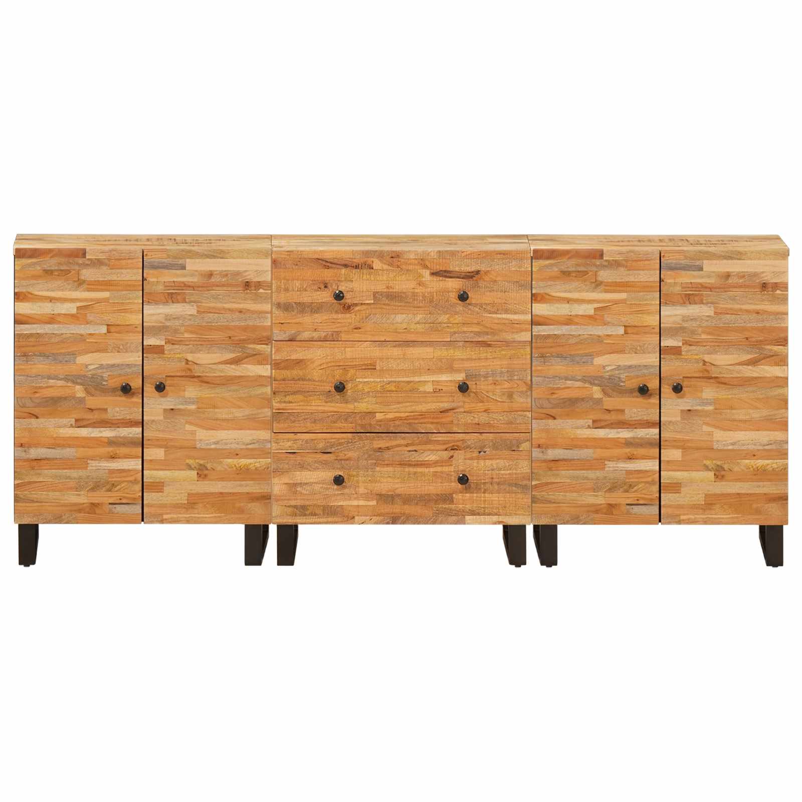 Kreveta 3 pcs Smeđa 60 x 33 x 75 cm Čvrsto drvo manga