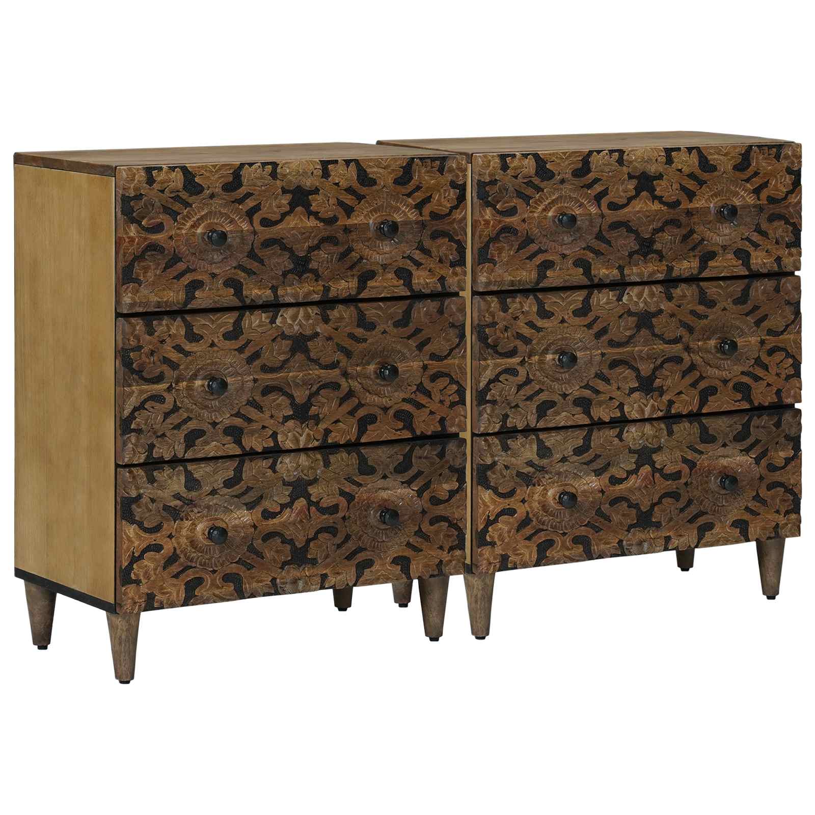 Kreveta 2 pcs Smeđa 60 x 33,5 x 75 cm Čvrsto drvo manga