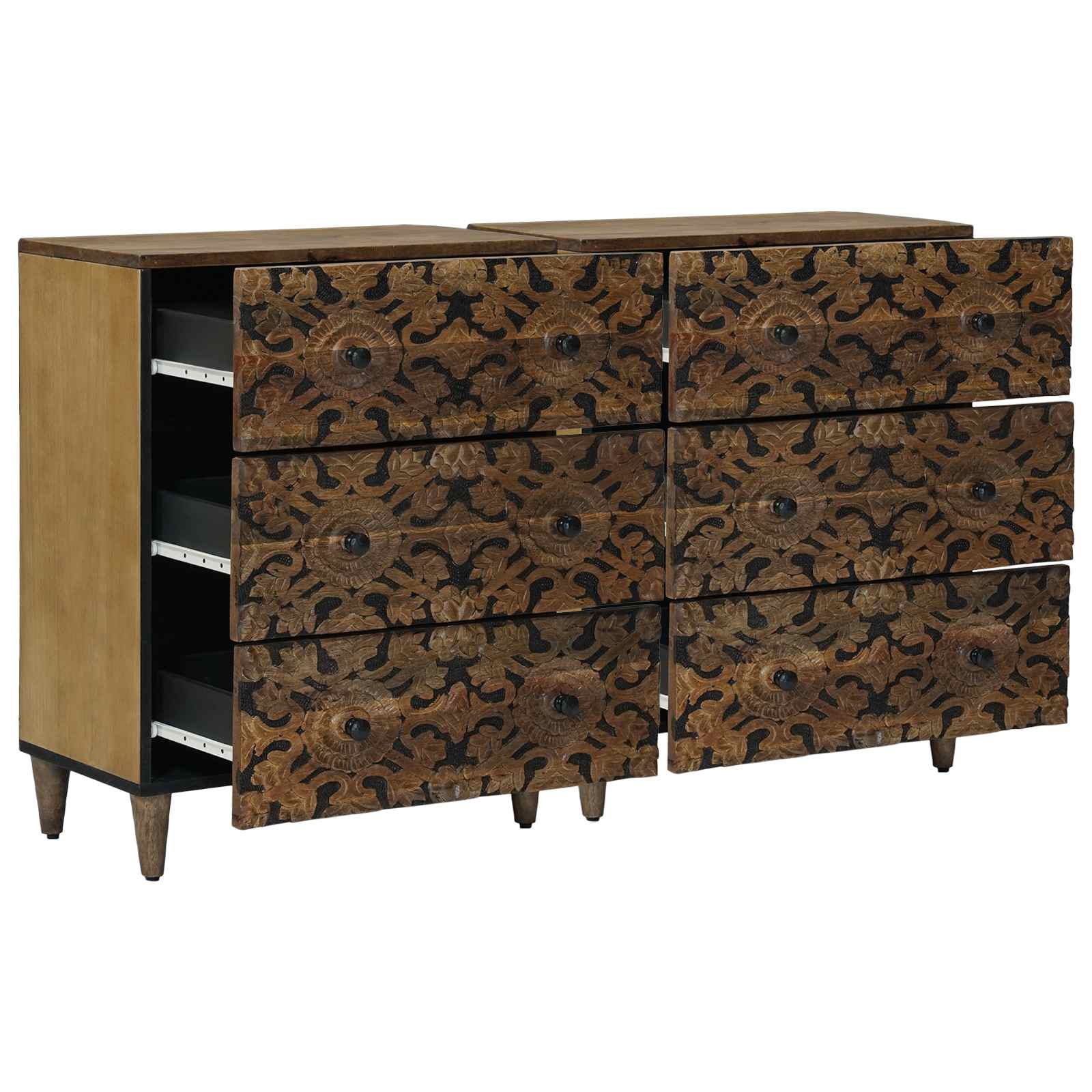 Kreveta 2 pcs Smeđa 60 x 33,5 x 75 cm Čvrsto drvo manga