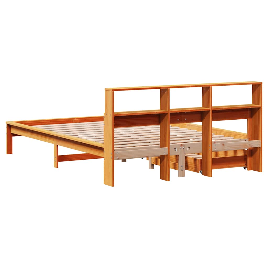 Krevet s regalom za knjige bez madraca 160x200 cm od borovine