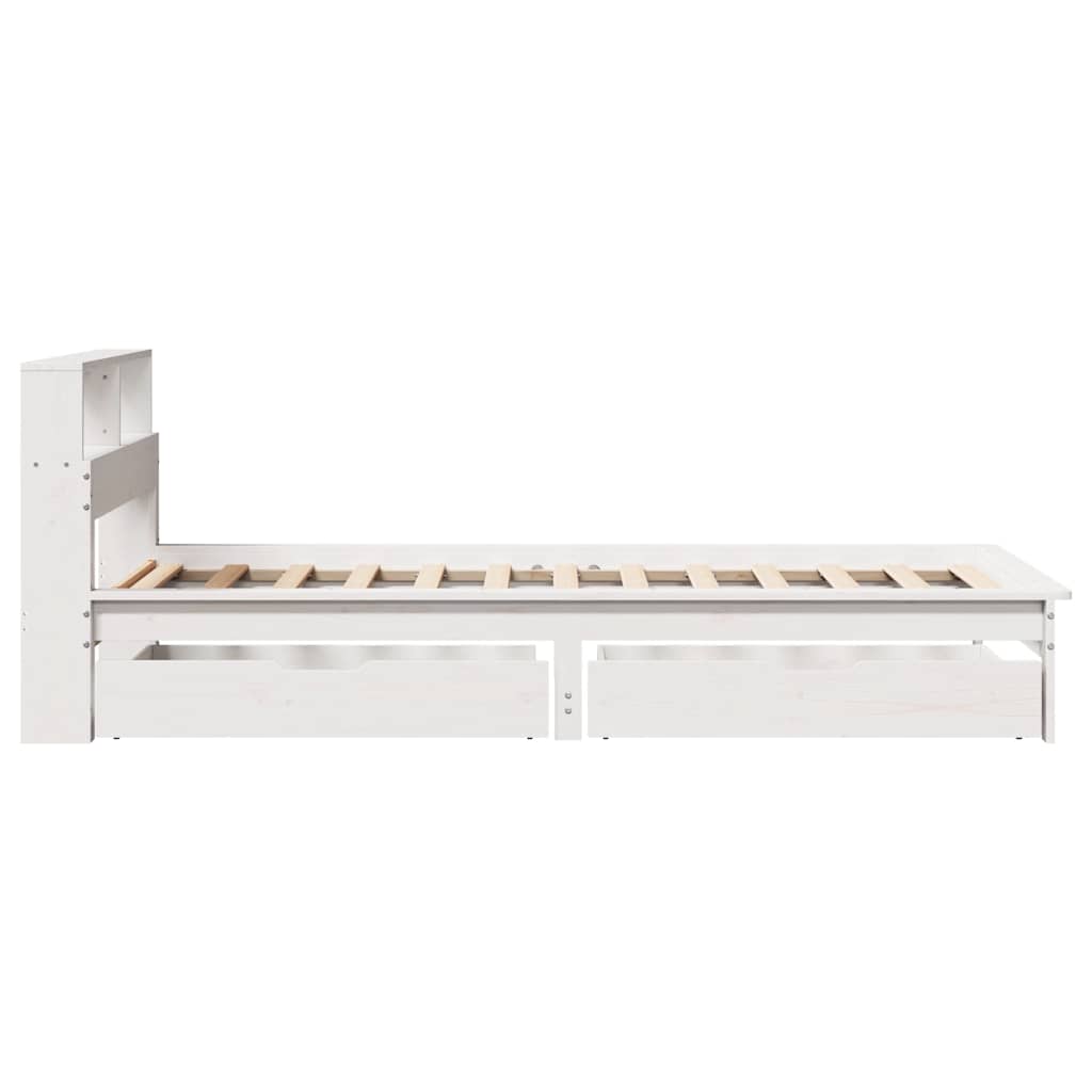 Krevet s regalom z knjige bez madraca bijeli 100x200cm borovina