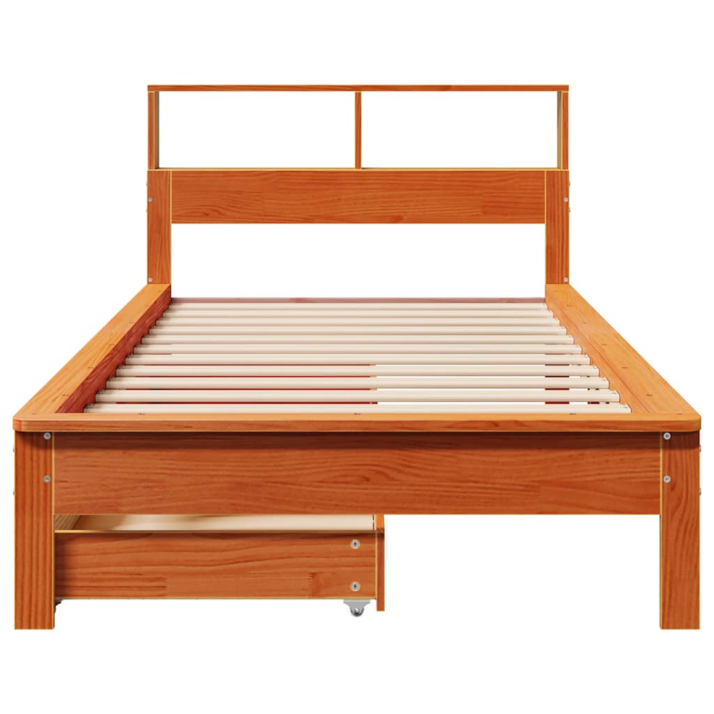 Krevet s regalom za knjige bez madraca 100 x 200 cm od borovine