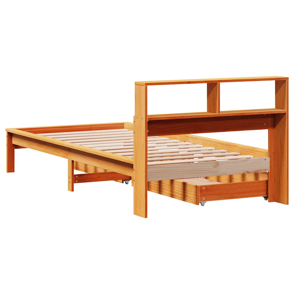 Krevet s regalom za knjige bez madraca 100 x 200 cm od borovine