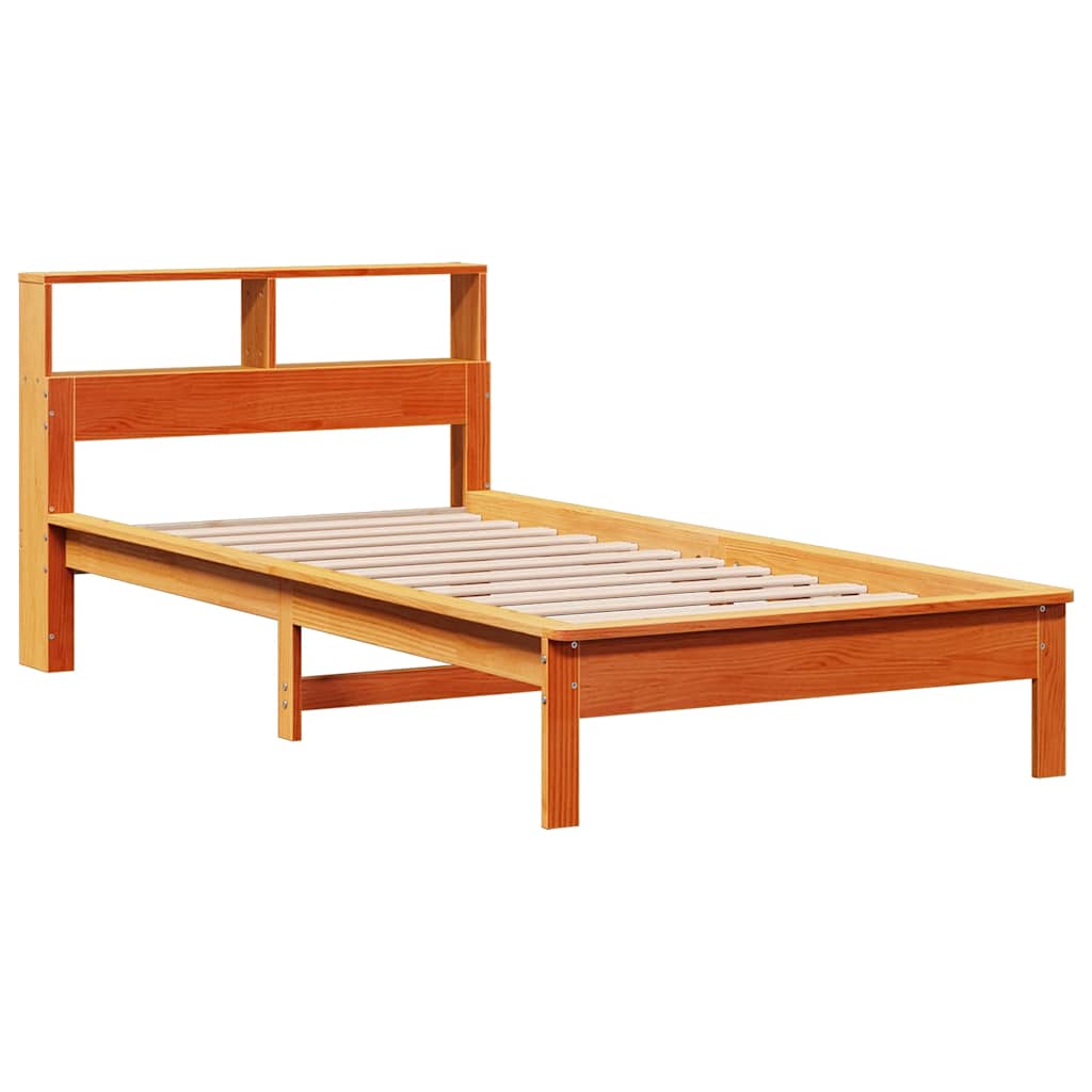 Krevet s regalom za knjige bez madraca 90 x 200 cm od borovine