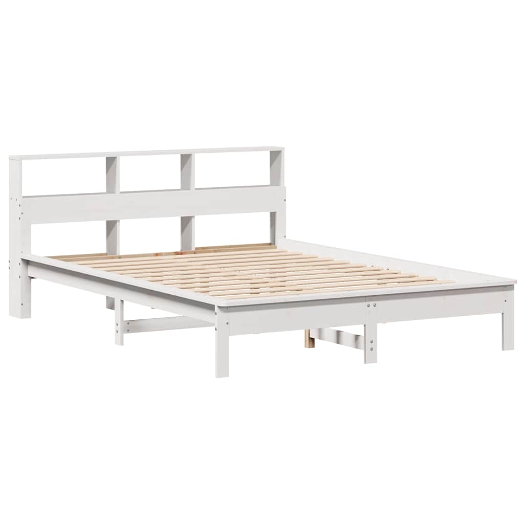 Krevet s regalom z knjige bez madraca bijeli 140x190cm borovina