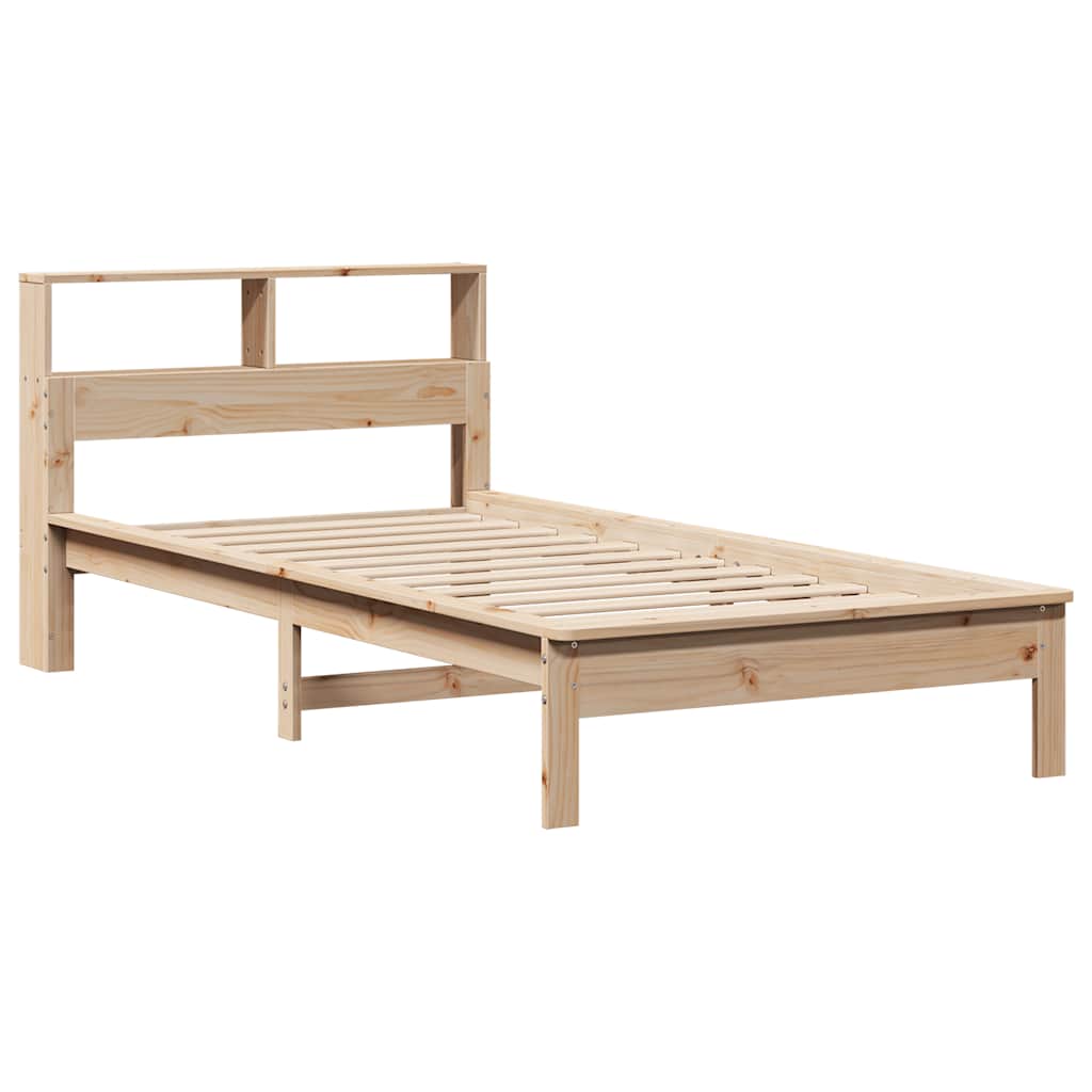 Krevet s regalom za knjige bez madraca 90x190 cm od borovine