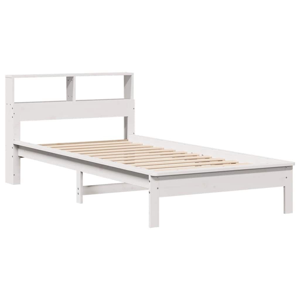 Krevet s regalom za knjige bez madraca bijeli 90x190cm borovina