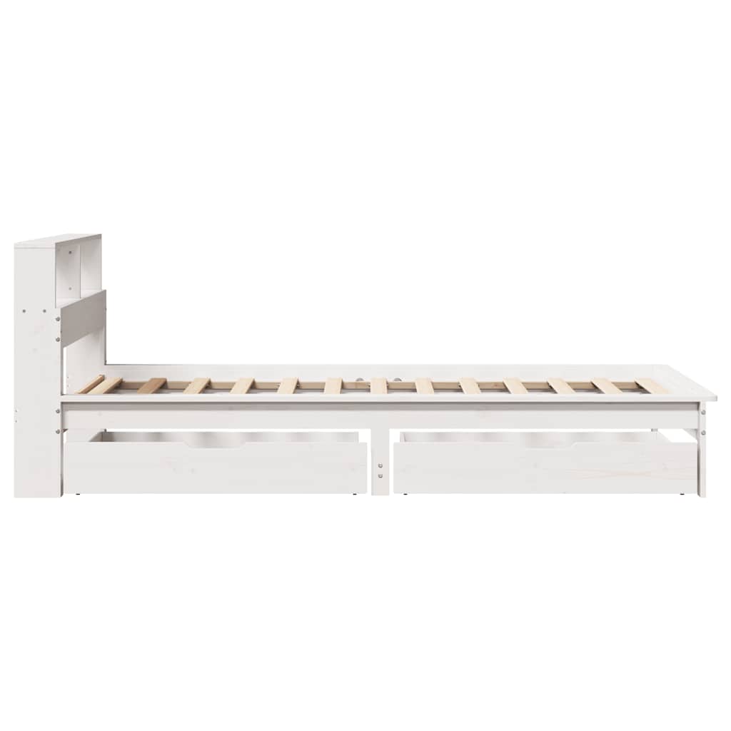 Krevet s regalom za knjige bez madraca bijeli 75x190cm borovina