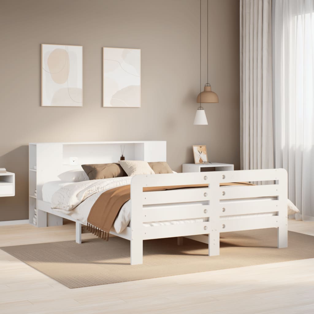 Okvir kreveta bez madraca bijeli 150x200 cm od masivne borovine