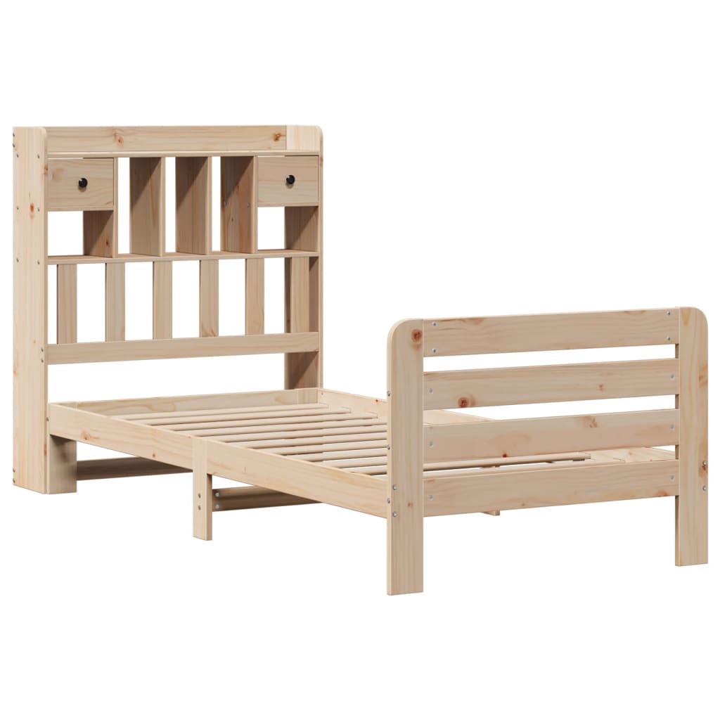 Krevet s regalom za knjige bez madraca 90x200 cm od borovine