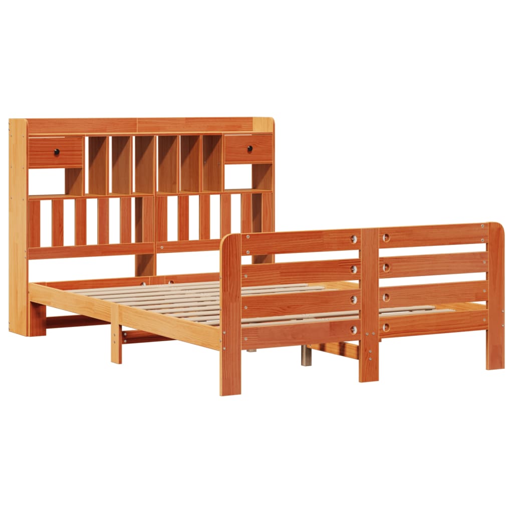 Krevet s regalom za knjige bez madraca 150x200 cm od borovine