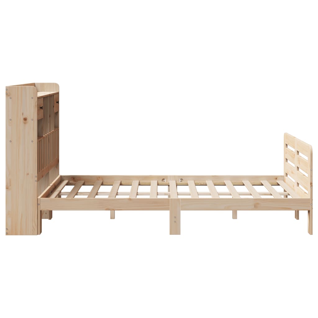 Krevet s regalom za knjige bez madraca 135x190 cm od borovine