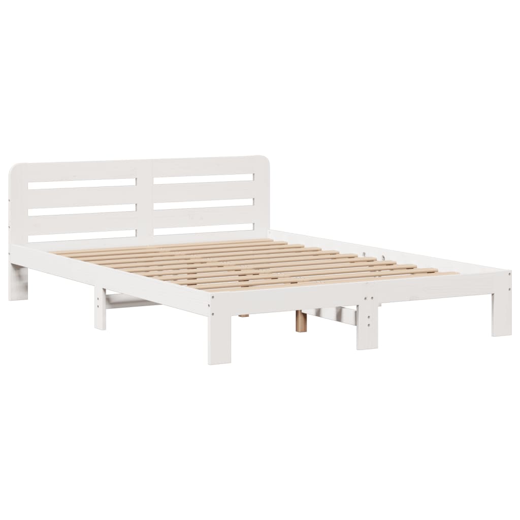 Krevet s regalom z knjige bez madraca bijeli 140x190cm borovina
