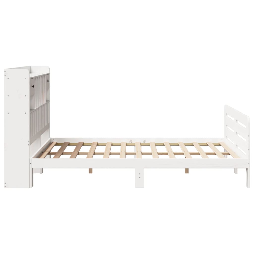 Krevet s regalom z knjige bez madraca bijeli 140x190cm borovina