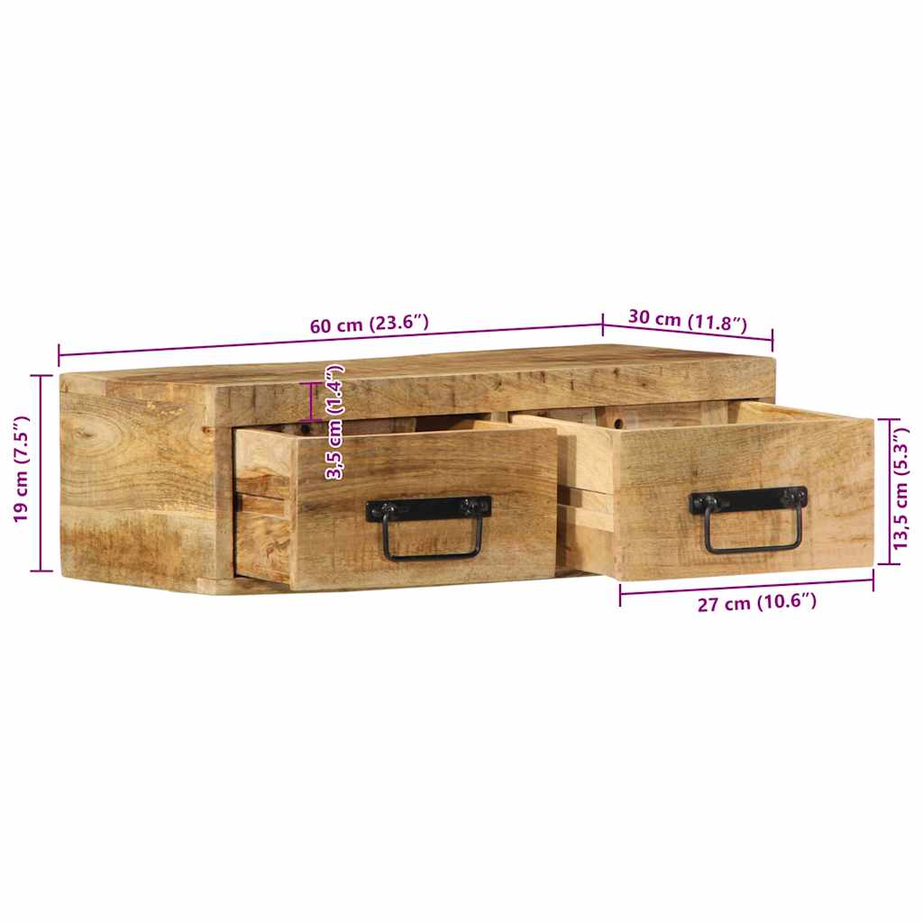 Zidni TV ormarić 60x30x19 cm Puno grubo drvo Mango