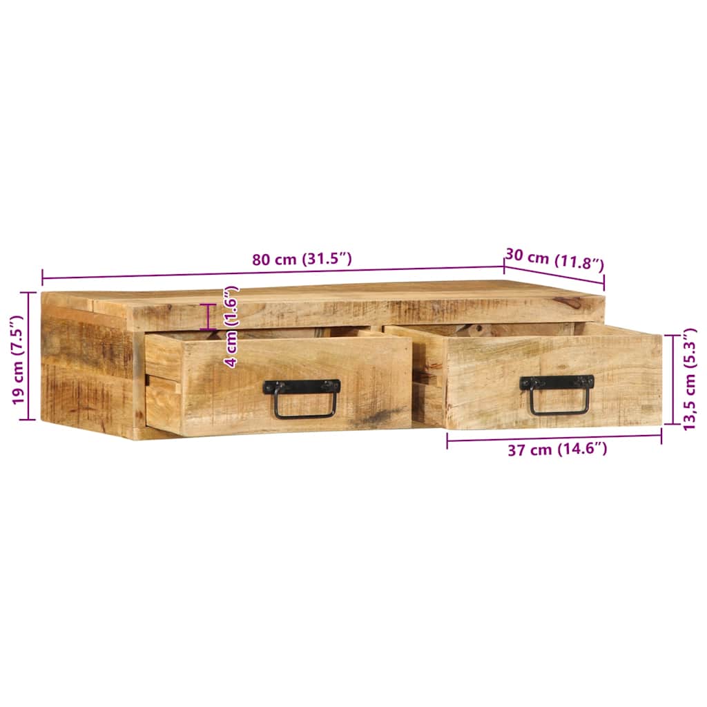 Zidni TV ormarić 80x30x19 cm Puno grubo drvo Mango