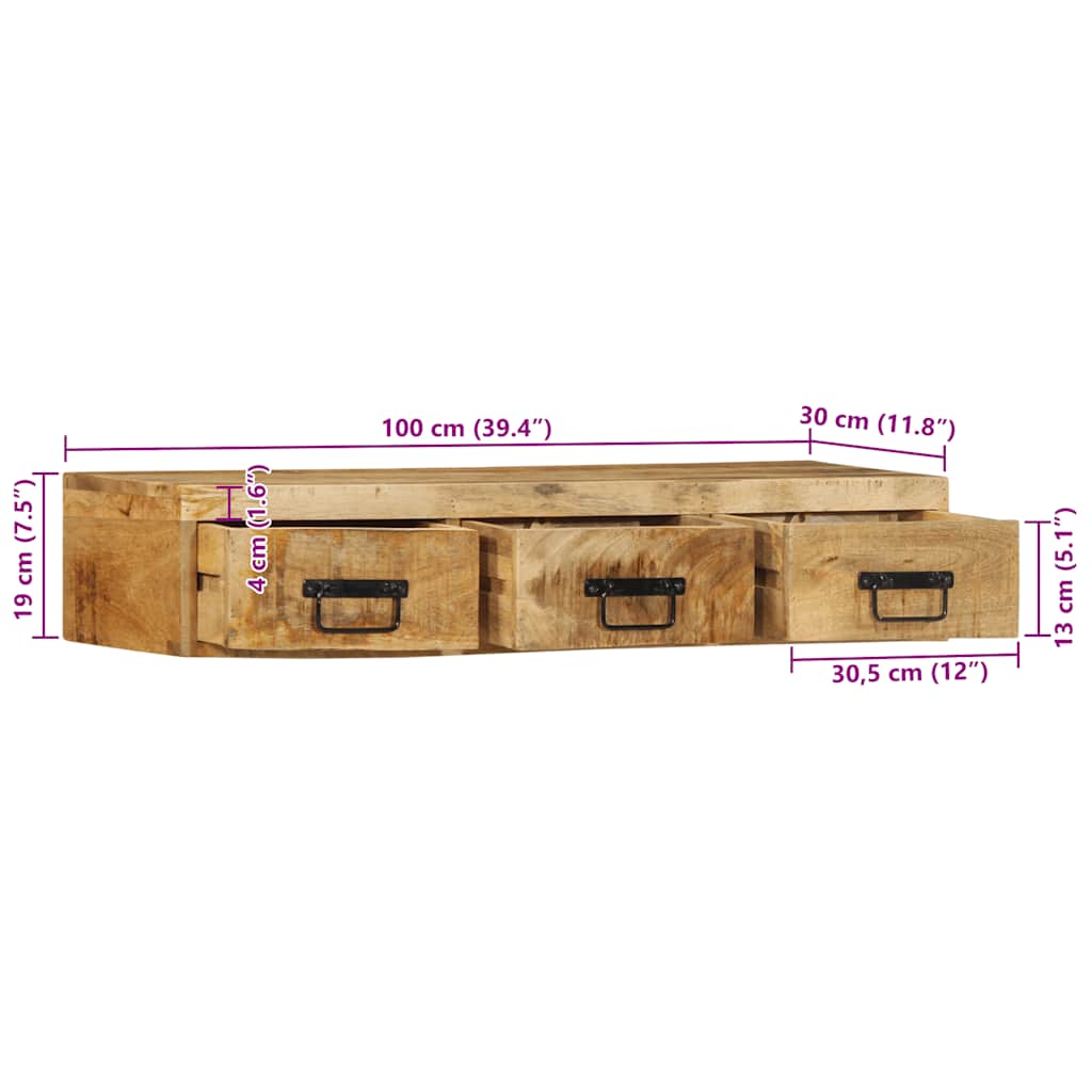 Zidni TV ormarić 100x30x19 cm Puno grubo drvo Mango