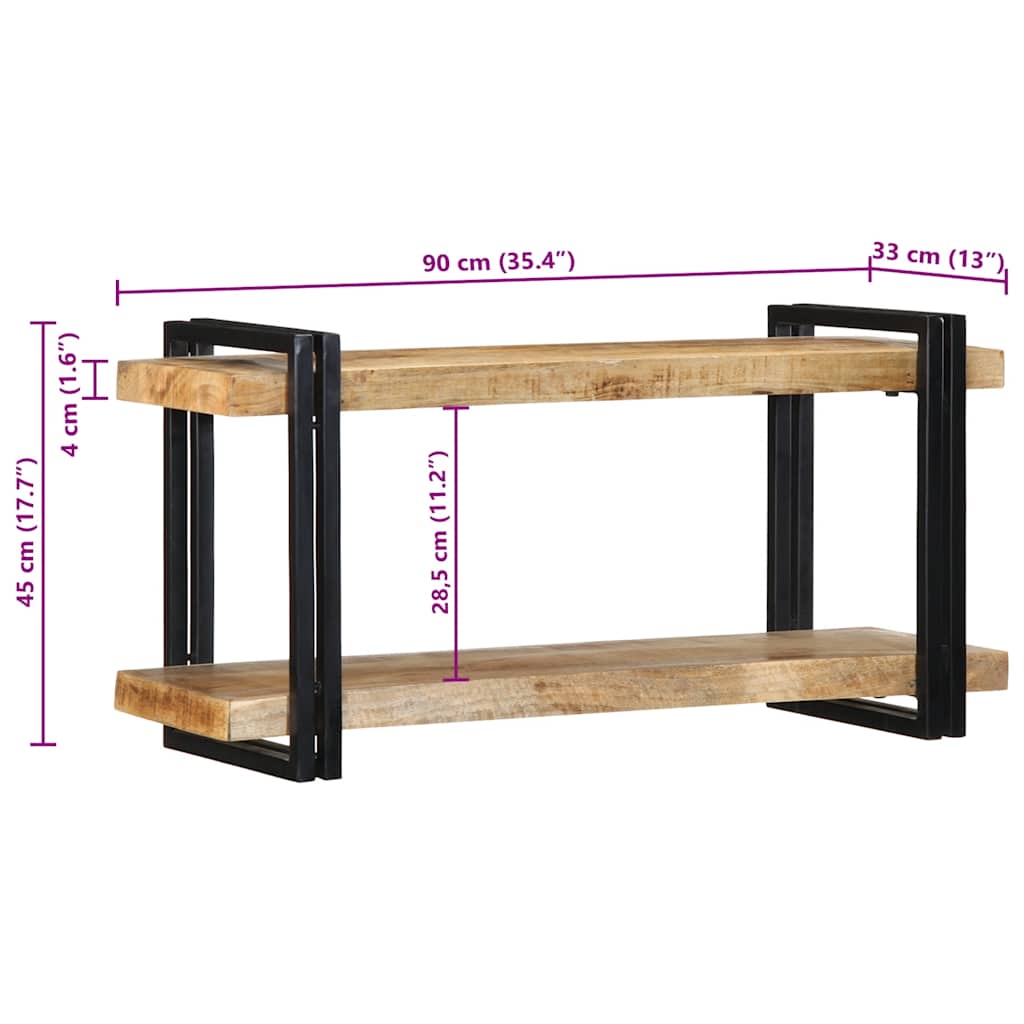 Zidna polica 90x33x45 cm Puno grubo drvo Mango
