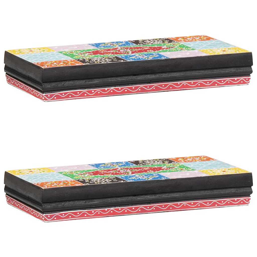 Police na zidu Zidne Šareni 40 x 20 x 6 cm Čvrsto drvo manga