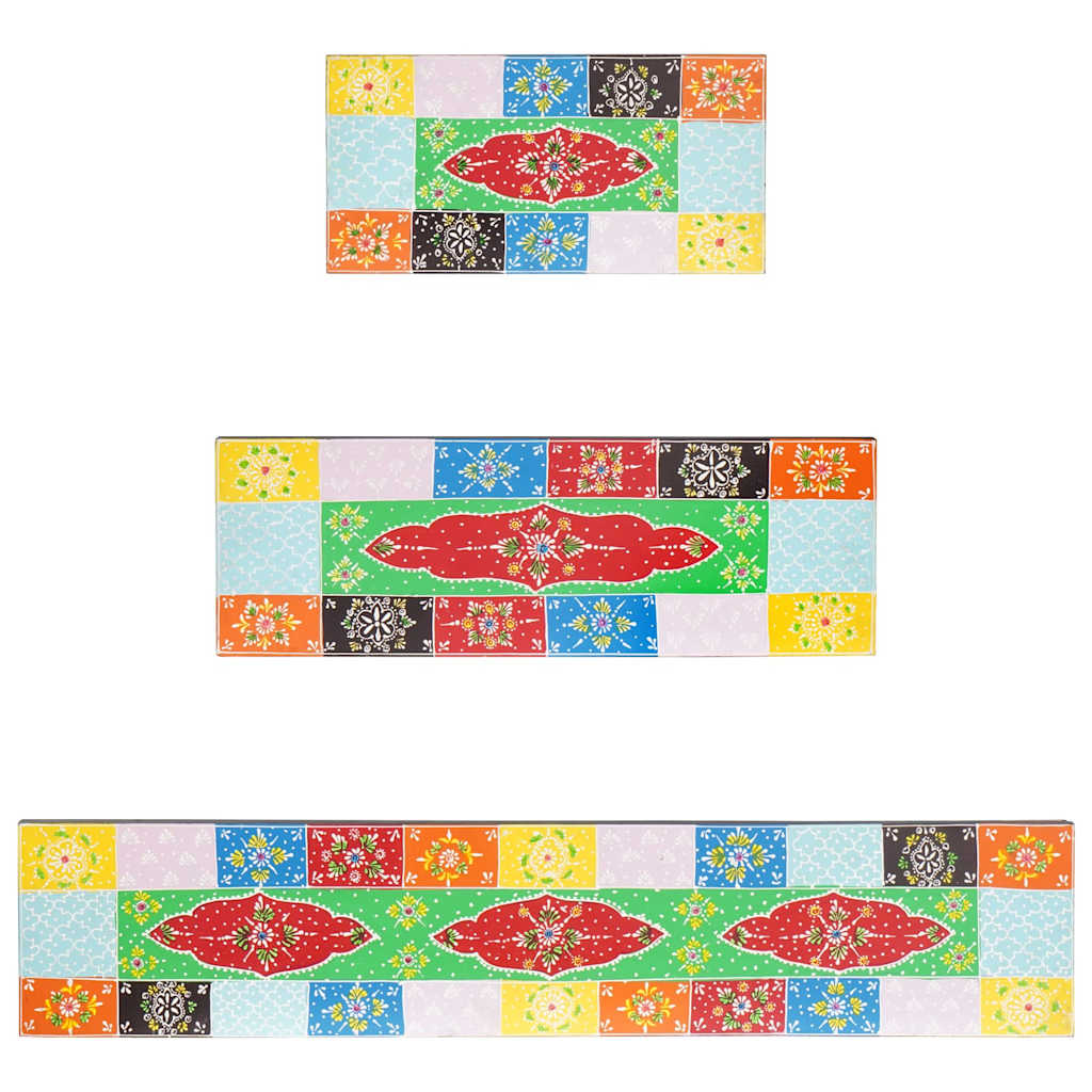 Police na zidu 3 pcs Šareni 100 x 20 x 6 cm Čvrsto drvo manga