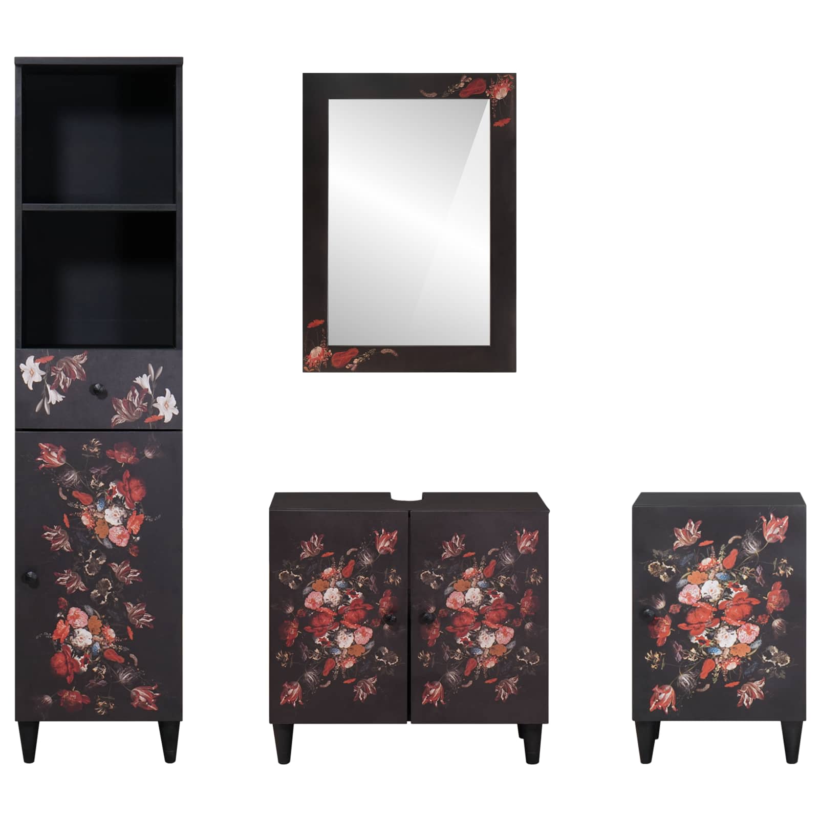 Set ormarića za kupaonicu s ladicama 4 pcs Čvrsto drvo manga