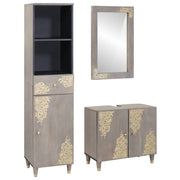 Set ormarića za kupaonicu Zidne 3 pcs Siva Čvrsto drvo manga