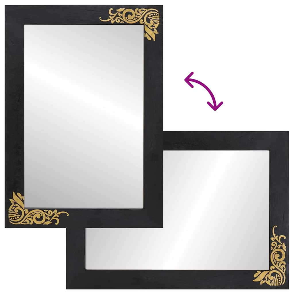 Set ormarića za kupaonicu Zidne 3 pcs Crna Čvrsto drvo manga