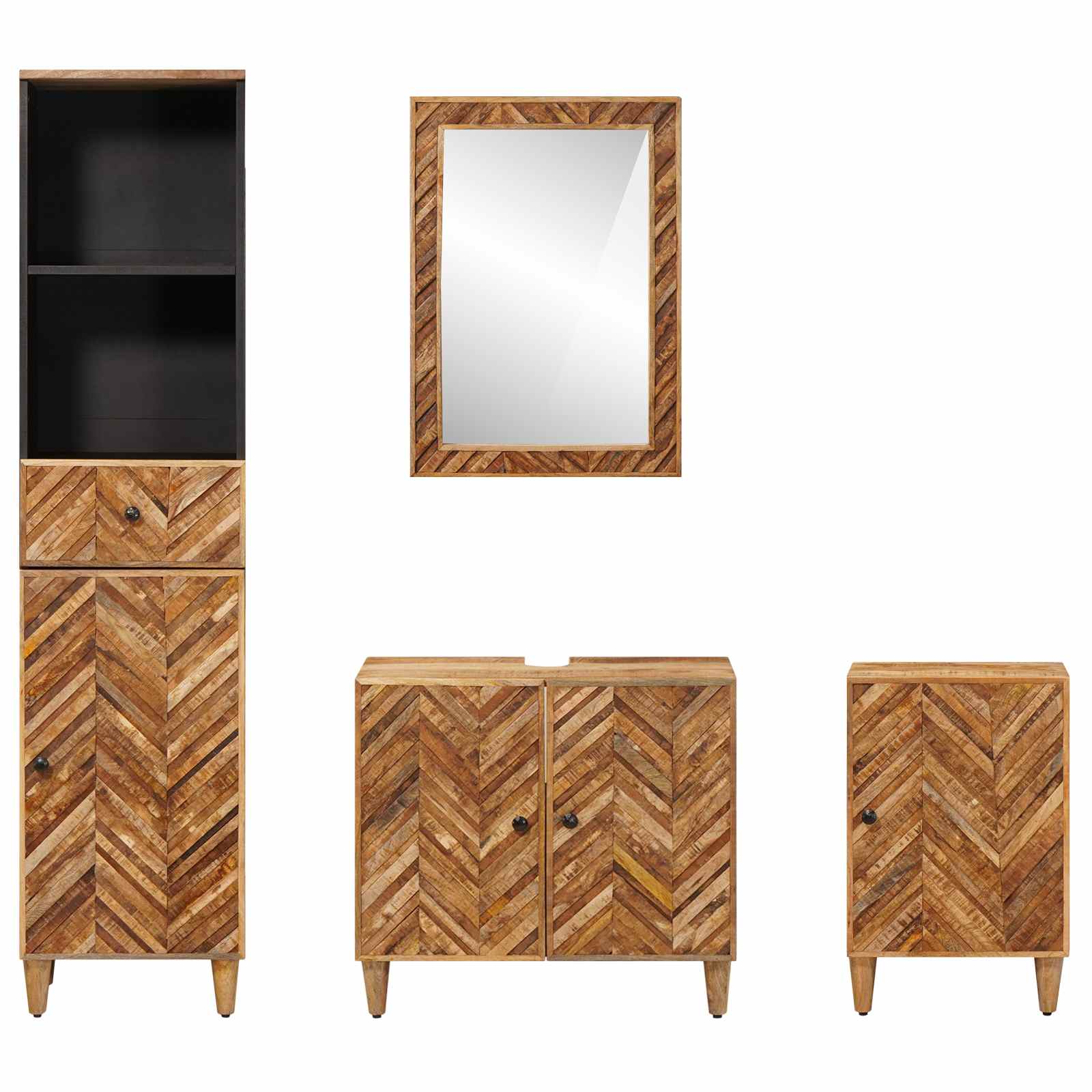 Set ormarića za kupaonicu s ladicama 4 pcs Čvrsto drvo manga