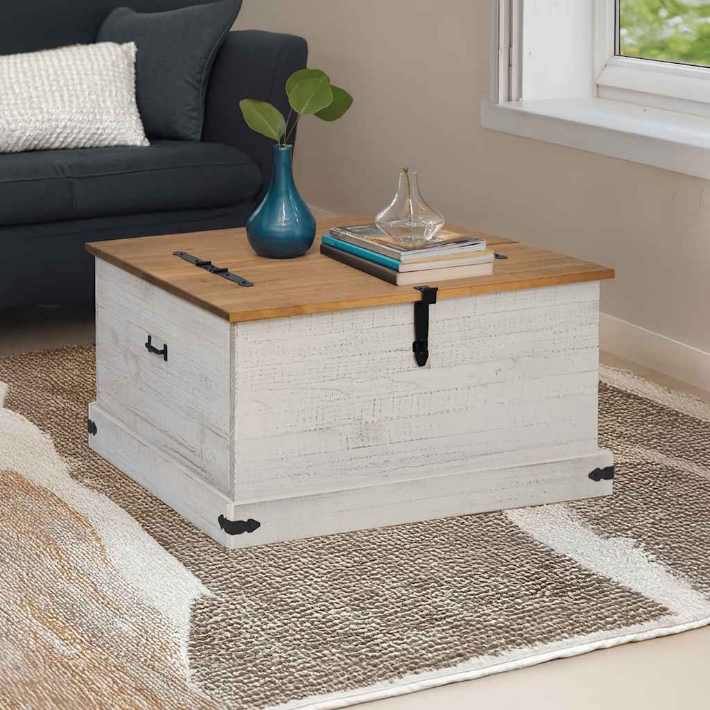 Škrinja za pohranu HALDEN bijela 91x91x47 cm puno drvo bor