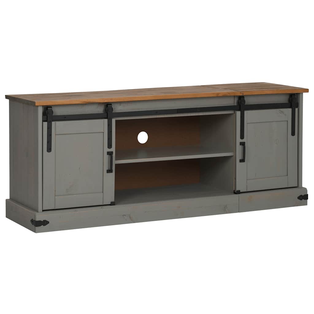 TV ormarić HALDEN 2 klizna vrata sivi 150x40x60 cm puno drvo
