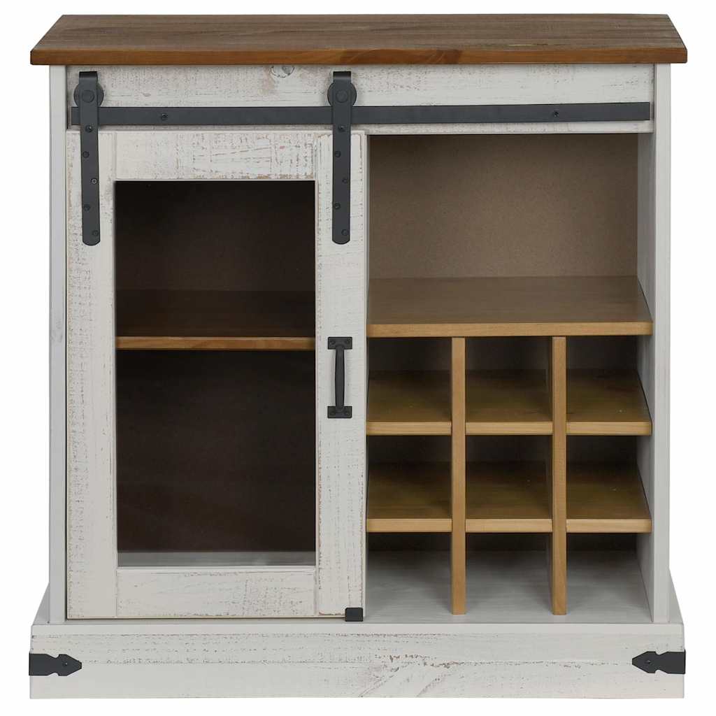 Komoda HALDEN s kliznim vratima bijela 80x40x80 cm puno drvo